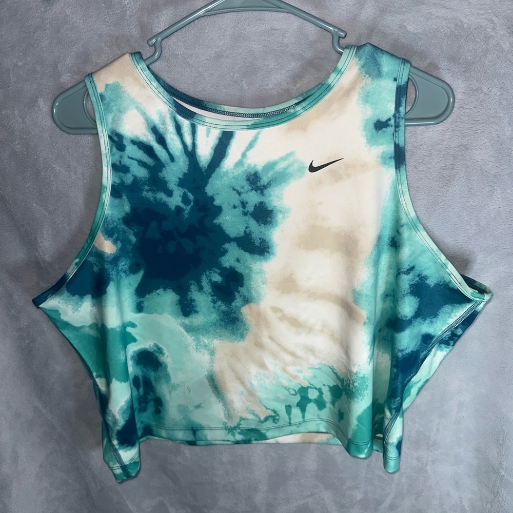 Nike Green and Blue Sleeveless Crop Tank Top
